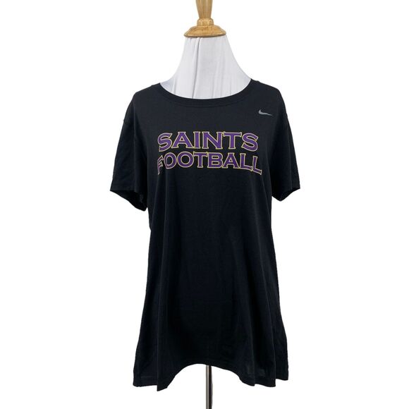 Nike Athletic Shirt Womens L Large Black Dri Fit Notre Dame Prep Saints Football - Picture 1 of 12